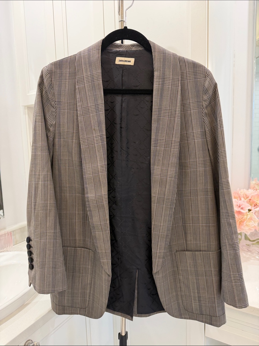 Zadig & Voltaire Glen Plaid Blazer in Black and Gray